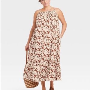 Universal Thread Brown Floral Sleeveless Tiered Dress - Women’s 2X